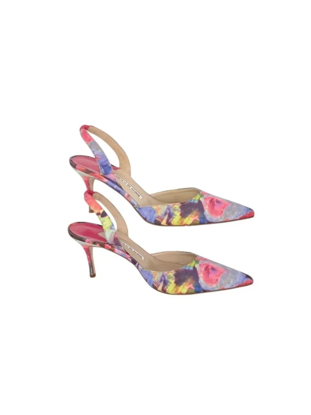 Manolo Blahnik Carolyne Floral Textile Mid-Heel Slingback Pumps - Size 39/ 9 - Picture 7 of 9
